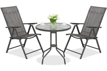 Salle à manger métallique Modena/Rosario 2 places avec petite table Garden Point anthracite