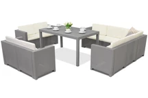 Salon de jardin en polyrotin Colorado Comida 9 Bica gris