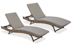 Set van twee bruine Bermuda Garden Point technorattan ligstoelen