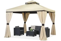 Tuinpaviljoen met gordijnen Valencia 3x3m crème Garden Point