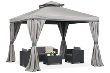 Tuinpaviljoen met gordijnen grijs Valencia 3x3m Garden Point