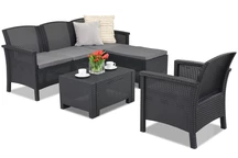 Un ensemble de meubles de salon en rotin synthétique Venezia Relax Corner 5 anthracite Bica