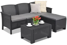 Un ensemble de meubles de salon en rotin synthétique Venezia Relax anthracite Bica