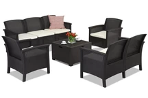 Un ensemble de meubles en rotin pour le jardin Venezia Coffee Box 7 Bica marron