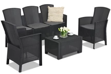 Un ensemble de meubles en technorotin avec un canapé 3 places Lido Coffee 5 anthracite Bica
