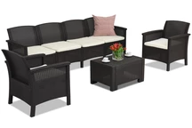 Venezia Coffee 6 Max Bica bruin technorattan set met verlengde bank