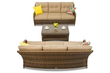 Toledo Coffee technorattan meubelset met kleine tafel voor 6 personen Garden Point bruin