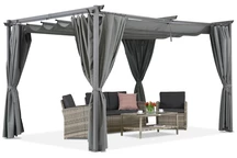 Pergola patio La Palma 3x4 Garden Point anthracite avec rideaux