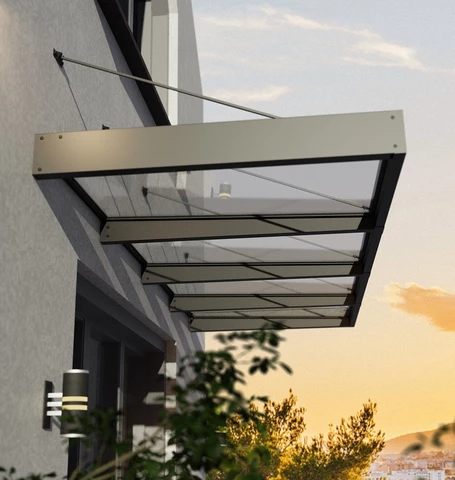 Auvent de porte en aluminium Sophia XL 1,4 x 3,8 m Palram - Canopia anthracite