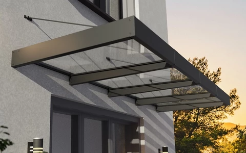 Auvent de porte en aluminium Sophia XL 1,4 x 3,8 m Palram - Canopia anthracite