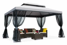 Grijs tuinpaviljoen met muskietennet Valencia 4x4 m Garden Point