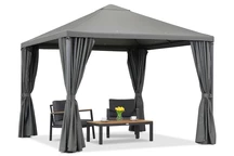 Pavillon de jardin anthracite avec rideaux Madrid 3 x 3m Garden Point