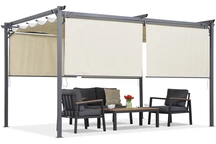 Pergola de terrasse beige avec stores La Palma 3x4 Garden Point