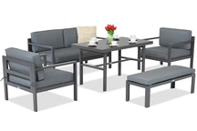 Porto Apetito 4 tuinset met bank antraciet Tuinpunt