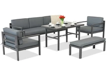 Porto Apetito 5 salon de jardin avec banc anthracite Garden Point