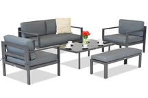 Porto Coffee 4 salon de jardin avec banc anthracite Garden Point