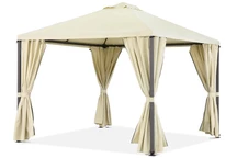 Tonnelle beige avec rideaux Madrid 3 x 3m Garden Point