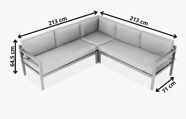 Wymiary produktu Tuinhoek voor 4 personen Porto Garden Point antraciet - 0x0x64 Wymiary produktu Tuinhoek voor 4 personen Porto Garden Point antraciet - 0x0x64