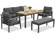 Zakintos Apetito 5 set aluminium avec banc anthracite Garden Point