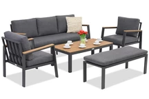 Zakintos Coffee 5 aluminium set met bankje antraciet Garden Point