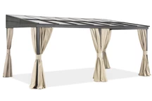 Aluminium terrasoverkapping 3 x 5 m Tarragona met Garden Point gordijnen beige