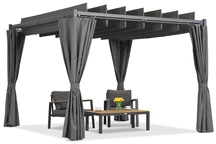 Antraciet Malaga terraspergola 3x4m met Garden Point gordijnen