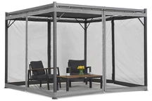 Antraciet Malaga terraspergola 3x4m met muggengaas Garden Point
