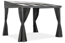 Auvent de terrasse en aluminium 3 x 3 m Tarragone avec rideaux Garden Point anthracite