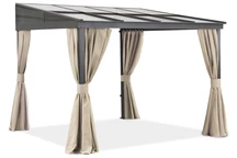 Auvent de terrasse en aluminium 3 x 3 m Tarragone avec rideaux Garden Point beige