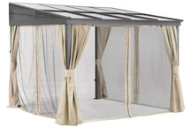 Auvent de terrasse en aluminium 3 x 3 m Tarragone avec rideaux Garden Point beige