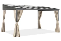 Auvent de terrasse en aluminium 3 x 4 m Tarragone avec rideaux Garden Point beige