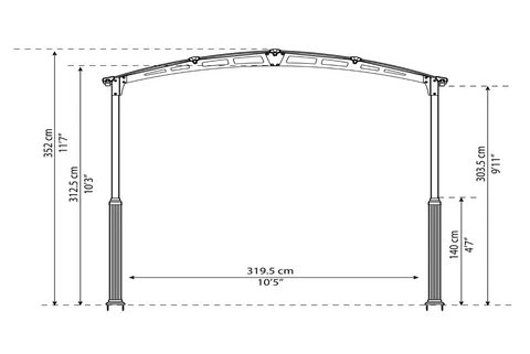 Carport en polycarbonate pour camping car Arcadia Alpine Palram - Canopia 3,6 x 12,7 m (1)