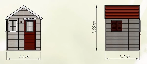 Wymiary produktu Houten kinderhuisje voor in de tuin Antek - 120x120x155