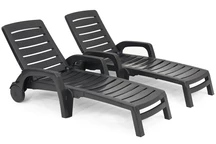 Lot de deux chaises longues Riva Bica anthracite