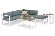 Salon d’angle moderne en aluminium Liverpool Garden Point blanc