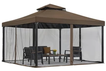 Bruin tuinpaviljoen met klamboe Valencia 4x4m Tuinpunt