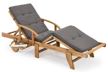 Chaise longue de jardin en bois d'acacia avec coussin Costa Rica Garden Point