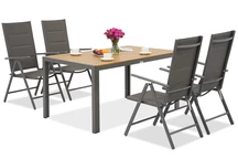 Ensemble de jardin en aluminium Verona Wood pour 4 personnes Garden Point gris