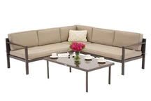 Ensemble de meubles d'angle Garden Point pour 4 personnes Porto Corner 4 brown