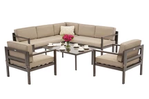 Ensemble de meubles d'angle Garden Point pour 4 personnes Porto Corner 6 brown