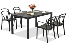 Ensemble de meubles de jardin King/Vague anthracite pour 4 personnes Bica