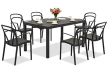 Ensemble de meubles de jardin King/Vague anthracite pour 6 personnes Bica