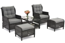 Ensemble technorattan Malaga Terrace anthracite avec poufs Garden Point