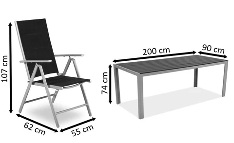 Garden Point aluminium tuinmeubelen met grote Polywood Verona tafel voor 8 personen