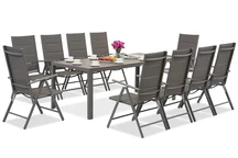 Garden Point grijze aluminium tuinmeubelen met grote Polywood Verona tafel voor 10 personen