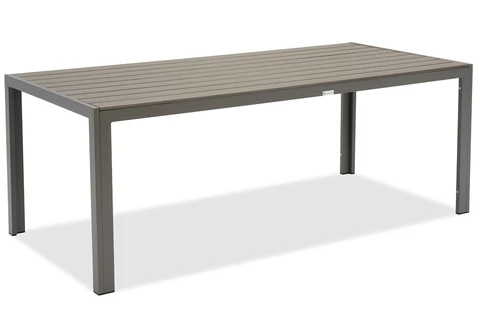 Garden Point grijze aluminium tuinmeubelen met grote Polywood Verona tafel voor 8 personen