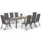 Garden Point grijze aluminium tuinmeubelen met grote Polywood Verona tafel voor 8 personen