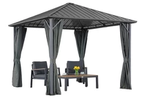 Gloriette de jardin Itaka 3x3 avec rideaux anthracite Garden Point