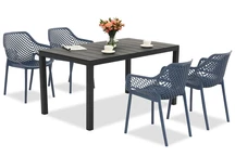 King/Aria antraciet blauwe tuinset voor 4 personen Bica