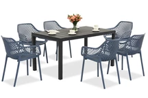 King/Aria antraciet blauwe tuinset voor 6 personen Bica